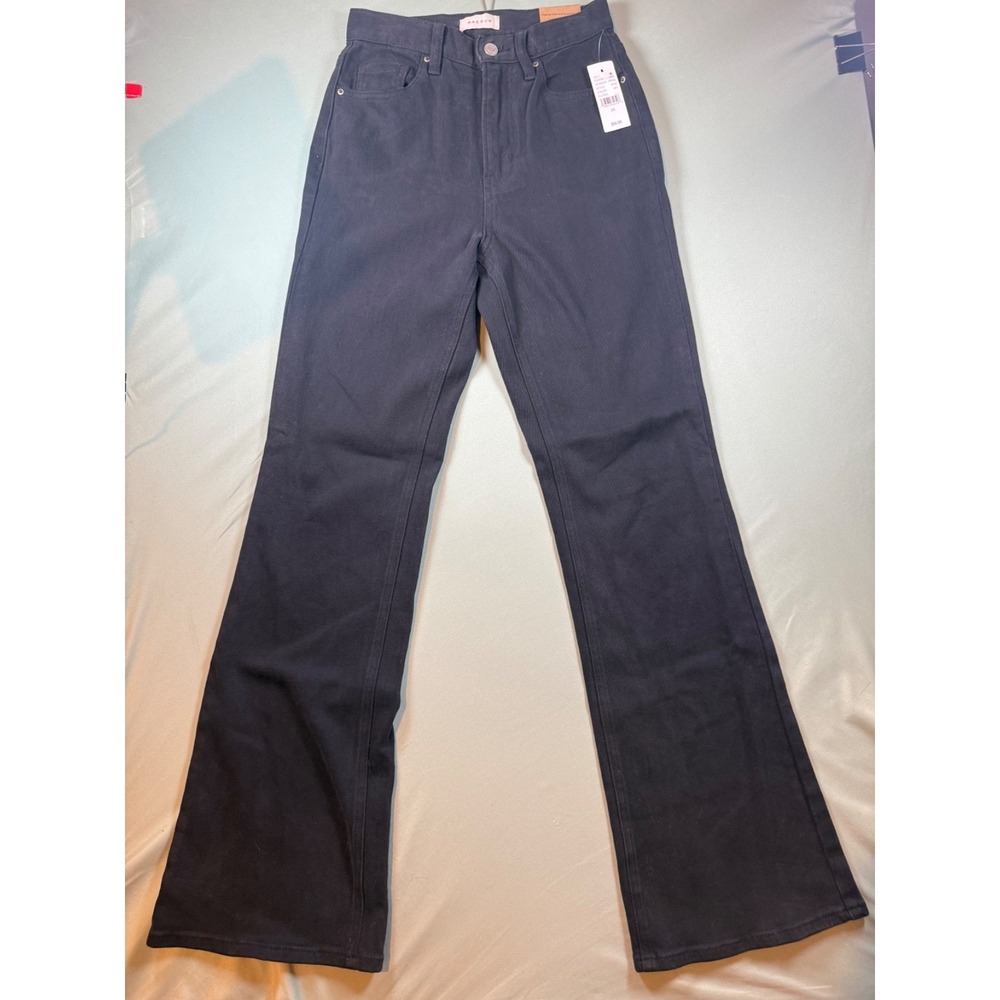 PACSUN Women Size 25 Stretch Crop Bootcut Jeans High Rise Black Raw Hem NEW